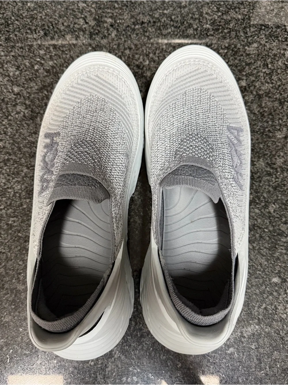 Hoka One One Men's Slip-On Knit Sneakers in Light Gray